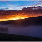 Sonnenaufgang im Nebel auf der B500