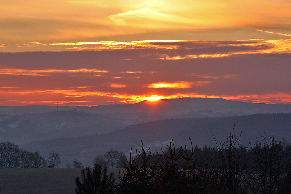 Sonnenaufgang im Osterzgebirge bei Dippoldiswalde