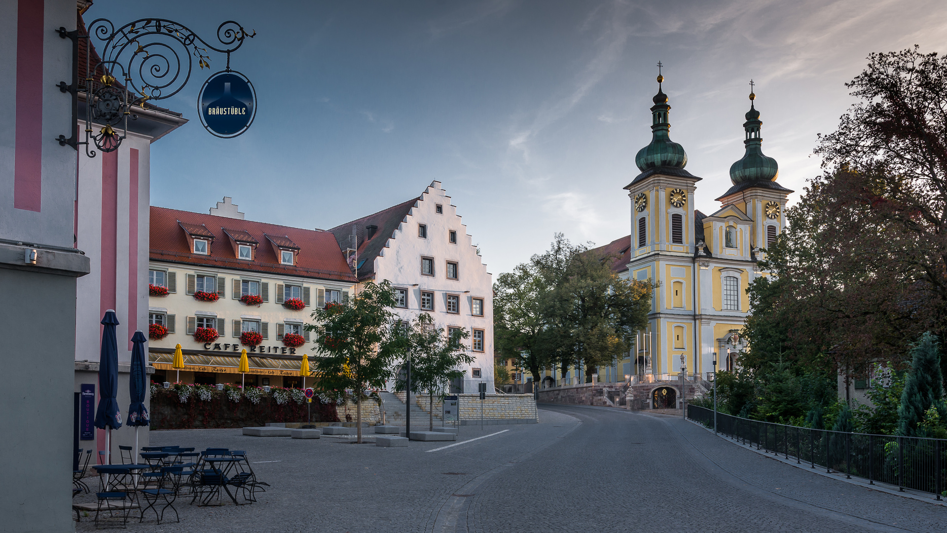 Sonnenaufgang im Residenzviertel in Donaueschingen