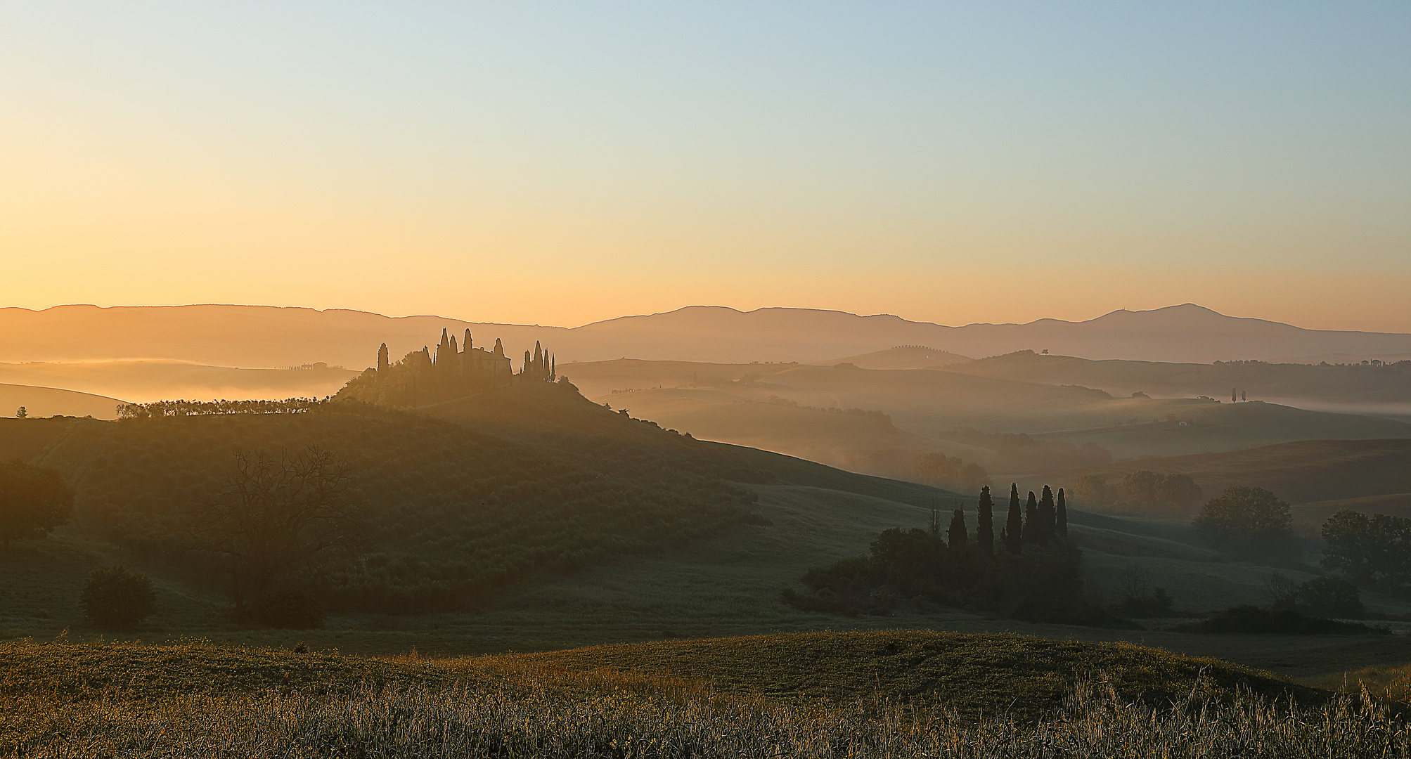 Sonnenaufgang im Val d'Orcia