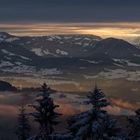 Sonnenaufgang im Winter auf dem Pfänder