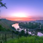 Sonnenaufgang in den Weinbergen am Neckar und Max-Eyth see in Stuttgart