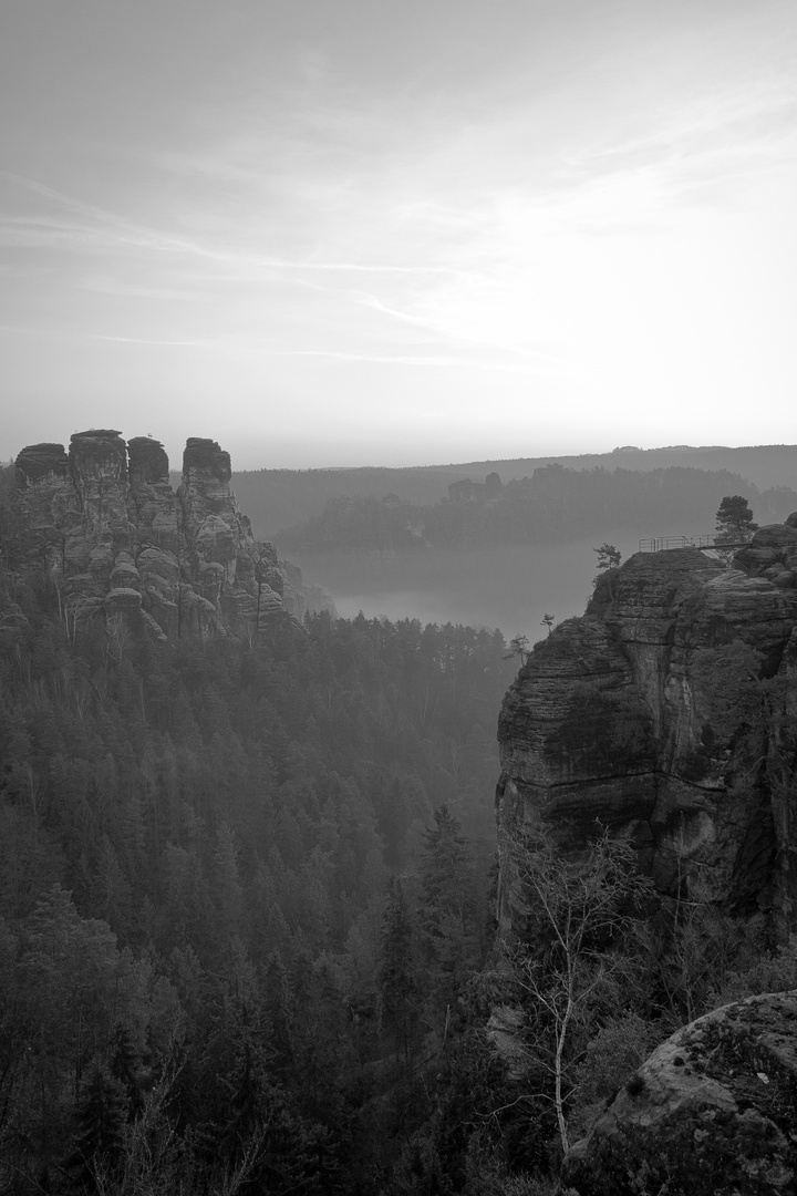 Sonnenaufgang in der Sächs. Schweiz Part 3 s/w