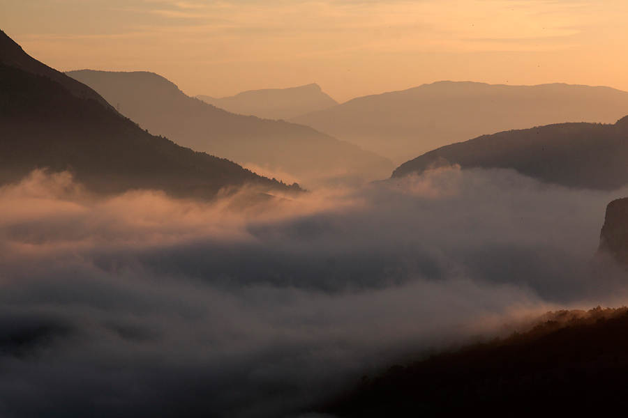 Sonnenaufgang in der Verdonschlucht ,Südfrankreich