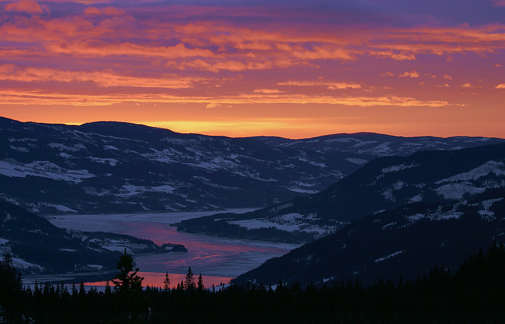 Sonnenaufgang Kvitfjell Mittelstation bei Lillehammer