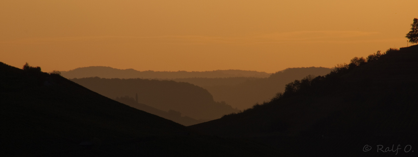 Sonnenaufgang mit Blick in Richtung Hohenloher Ebene