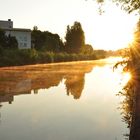 Sonnenaufgang mit leichten Nebel/Frühtau