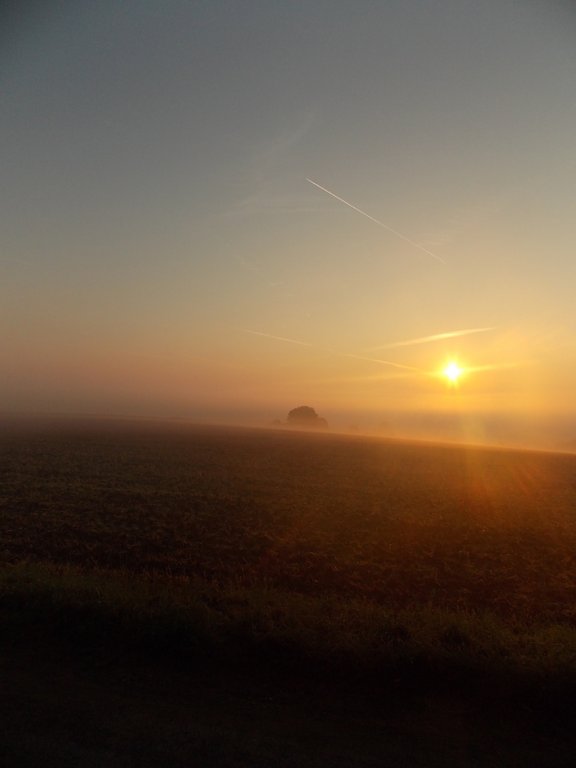 Sonnenaufgang mit Nebel im Tal