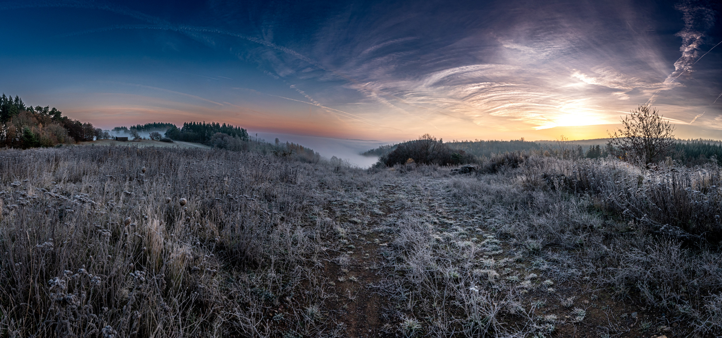 Sonnenaufgang mit Nebel in Nordhessen 