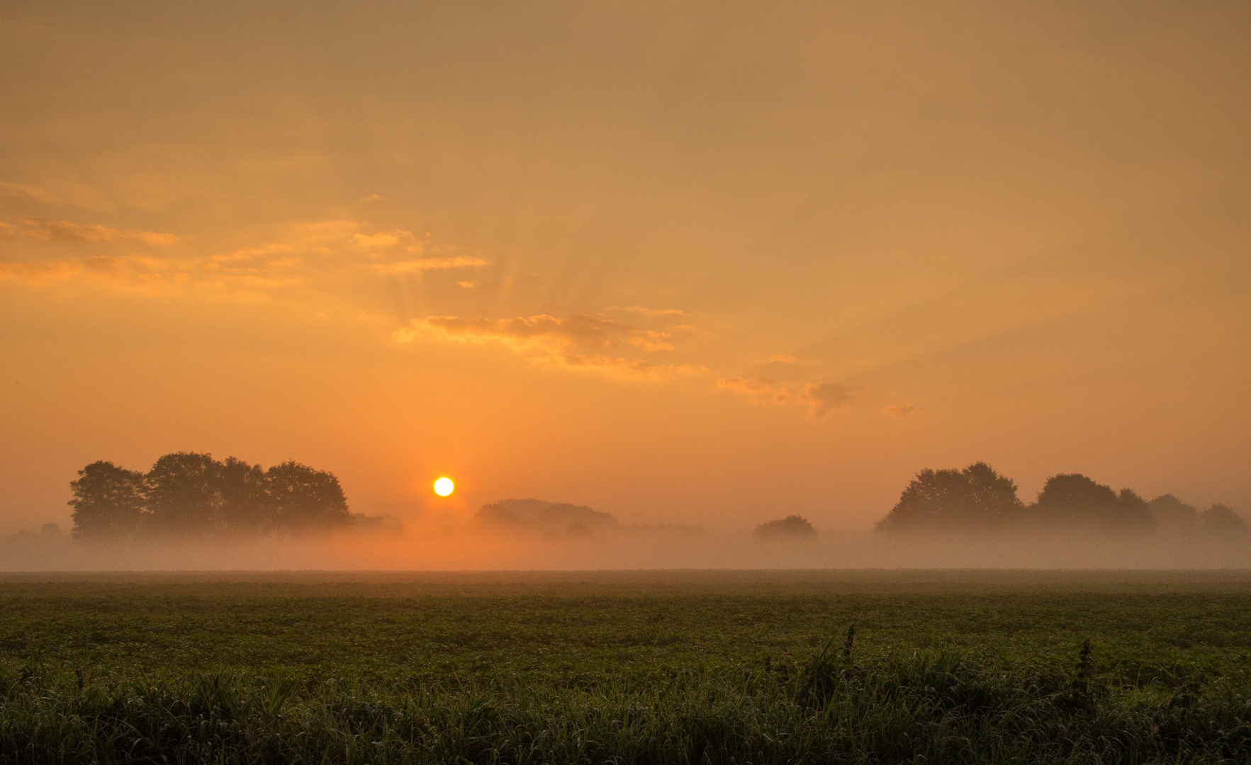 Sonnenaufgang mit Sonnenstrahlen