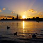 Sonnenaufgang Rostock Stadthafen