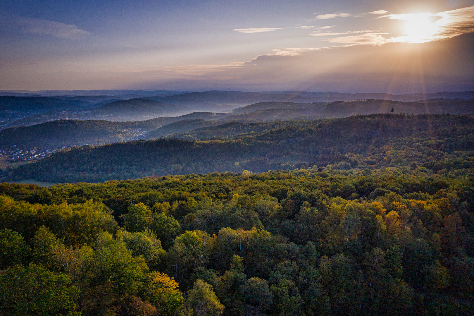 Sonnenaufgang Siegerland Richtung Daaden - Herdorf