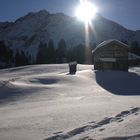 Sonnenaufgang Skitour Ausfstieg auf den Col Becchei di Sopra / Dolomiten