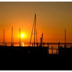 Sonnenaufgang über Dänemark (Sylt Braderup Hafen)