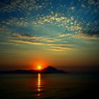 Sonnenaufgang über dem heiligen Berg Athos