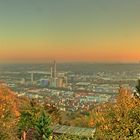 Sonnenaufgang über dem Neckartal im Herbst