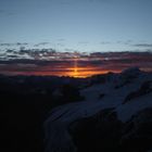 Sonnenaufgang über dem Persgletscher im Engadin- Schweiz