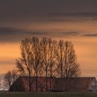 Sonnenaufgang über der alten Schule in Schutschur/Elbe