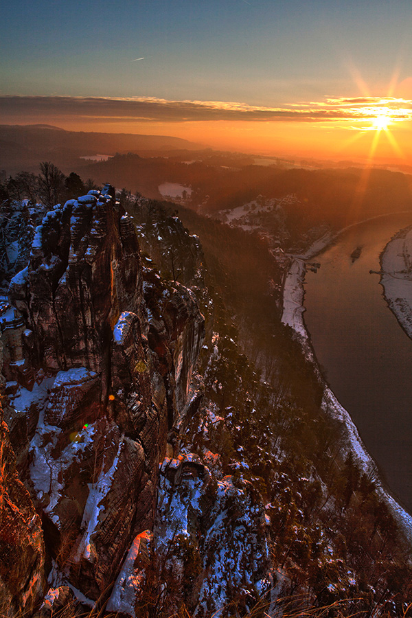 Sonnenaufgang über der Bastei