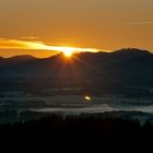 Sonnenaufgang über der Weiskirche und Kloster Steingaden