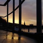 Sonnenaufgang über der Weser, Bremen Zentrum