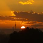 Sonnenaufgang über Dresden - Blick in Richtung Messe