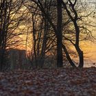 Sonnenaufgang über einer Grabstele auf einem Keltischen Fürstengrab bei Wattenheim