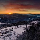 Sonnenaufgang über Finsterau im Bayerischen Wald