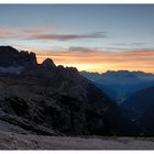 Sonnenaufgang von der Auronzo- Hütte gesehen