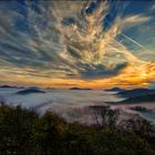 Sonnenaufgang von der Burgruine Lindelbrunn