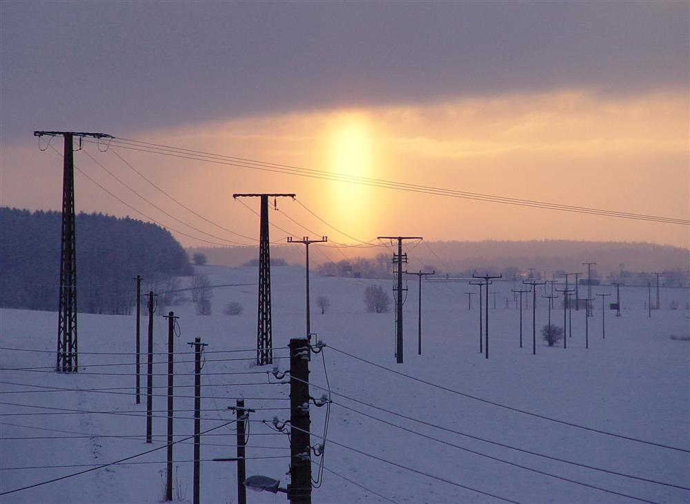 Sonnenaufgang zum Wintereinbruch heute morgen