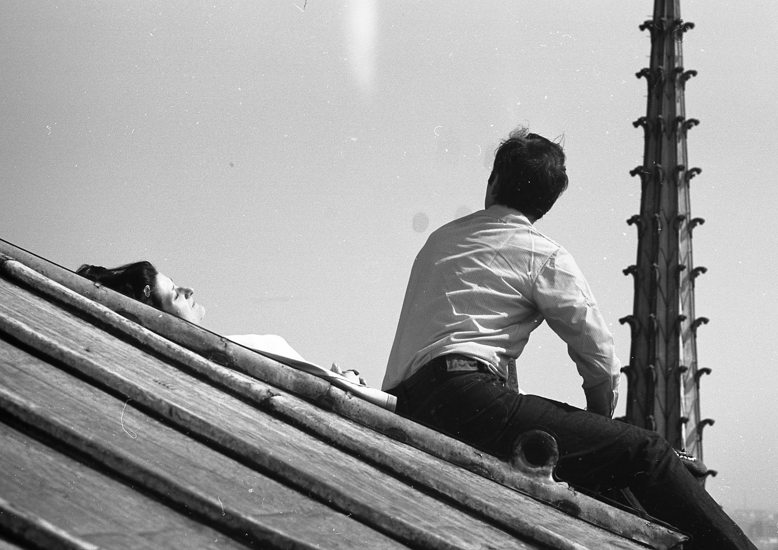 Sonnenbad auf dem Dach der Kathedrale Notre - Dame de Paris