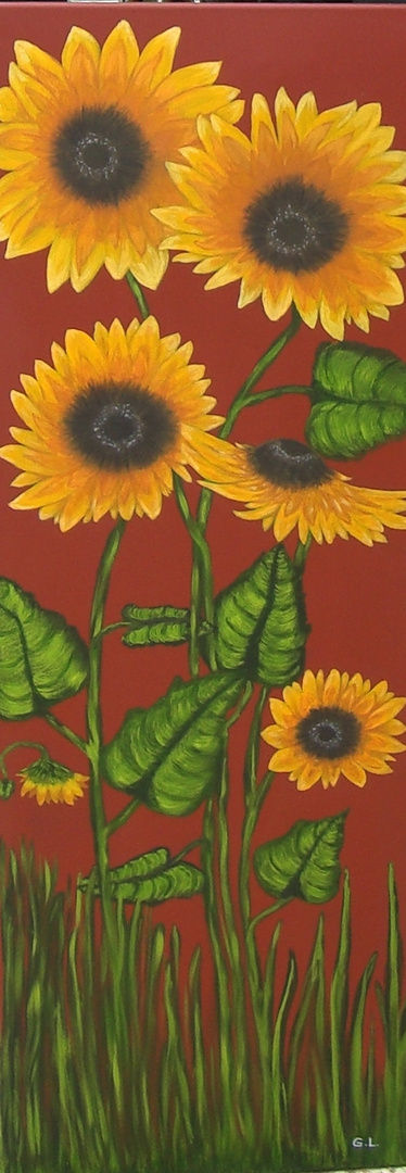 Sonnenblumen gemalt in Acryl