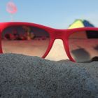 Sonnenbrille mit Sandstrand