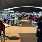 Sonnendeck der MS Alina vorm Landgang in Rotterdam