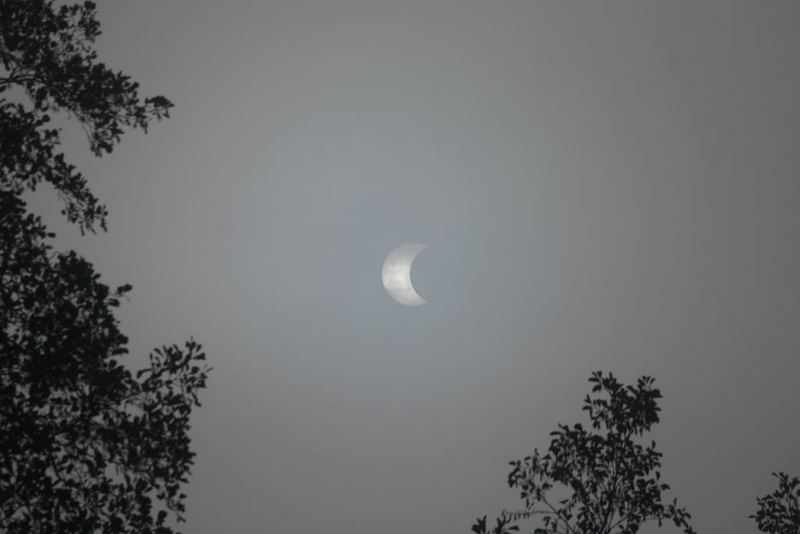 Sonnenfinsternis im Oktober im Nebel