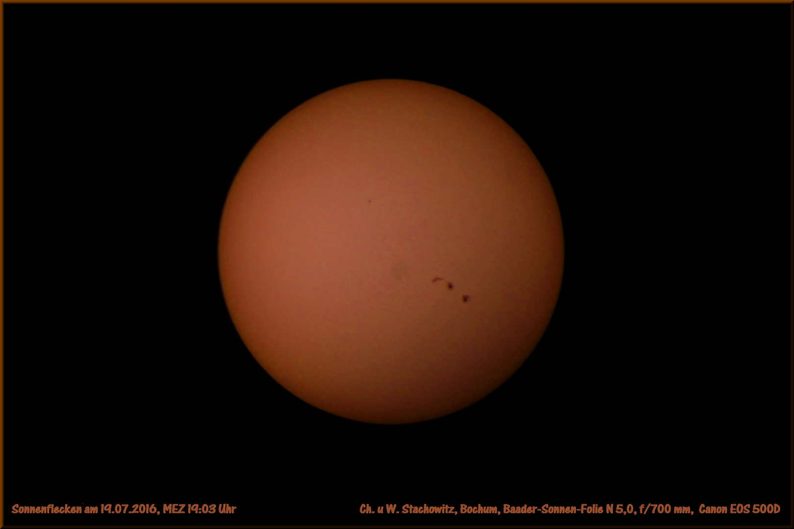 Sonnenflecken-Gruppen am 19.07.2016 MEZ 19:03 