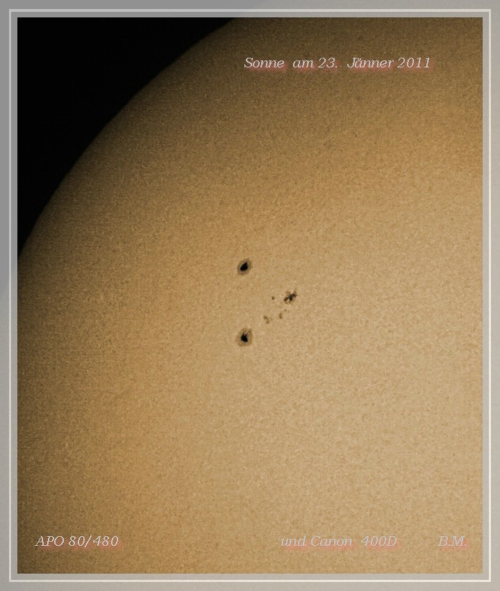Sonnenfleckengruppe vom 23.Jänner 2011