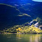 Sonnenlicht am Geiranger Fjord