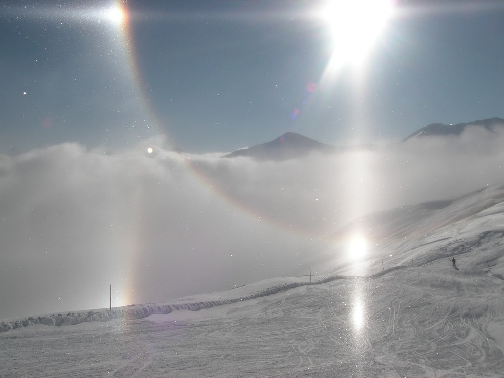 Sonnenreflektion im Skigebiet Servaus