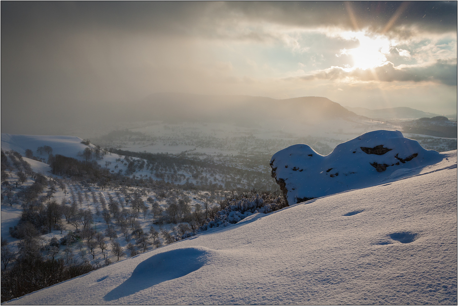 Sonnenschein und Schneeschauer...