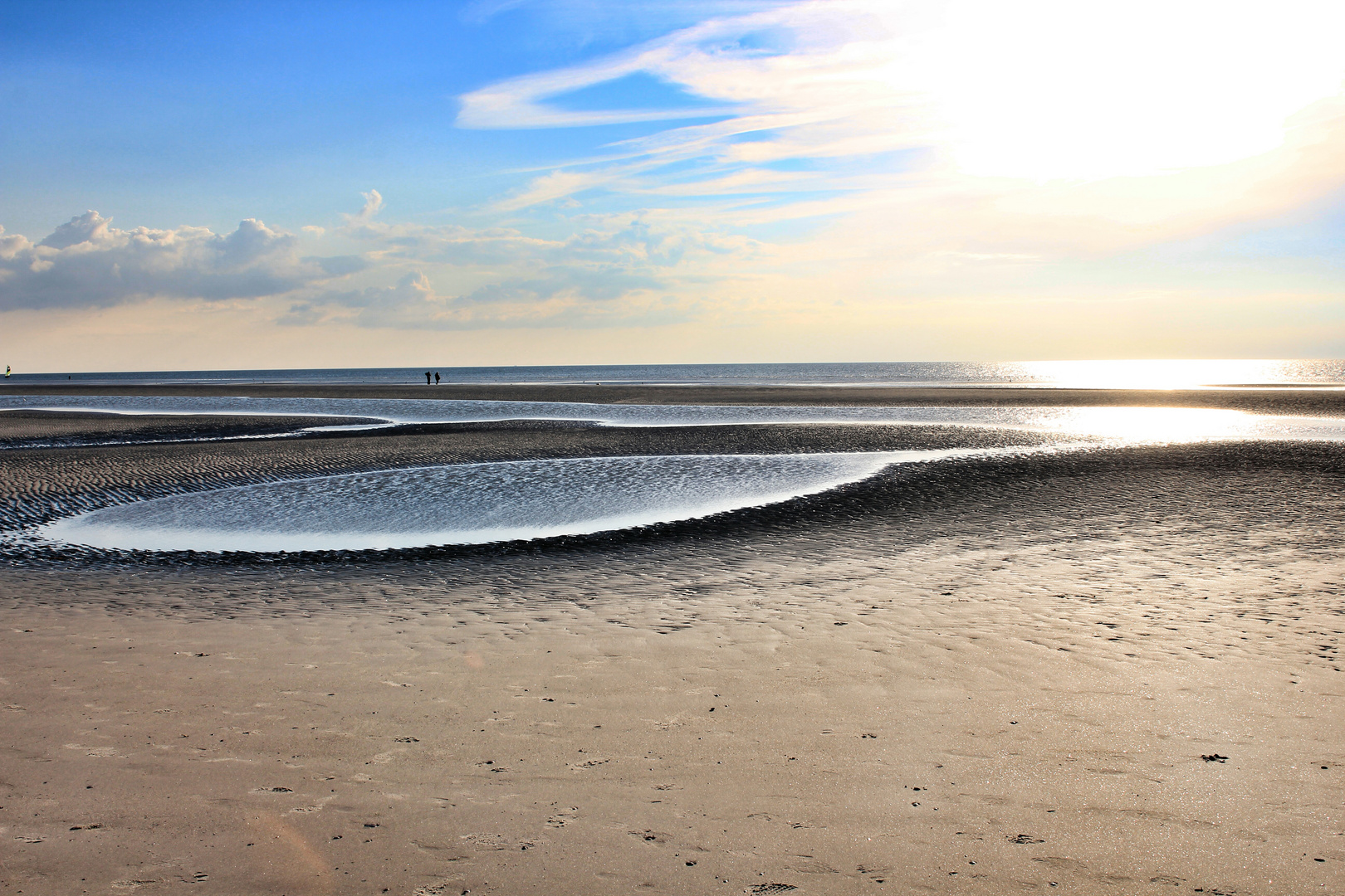 Sonnenspiegelung bei Ebbe