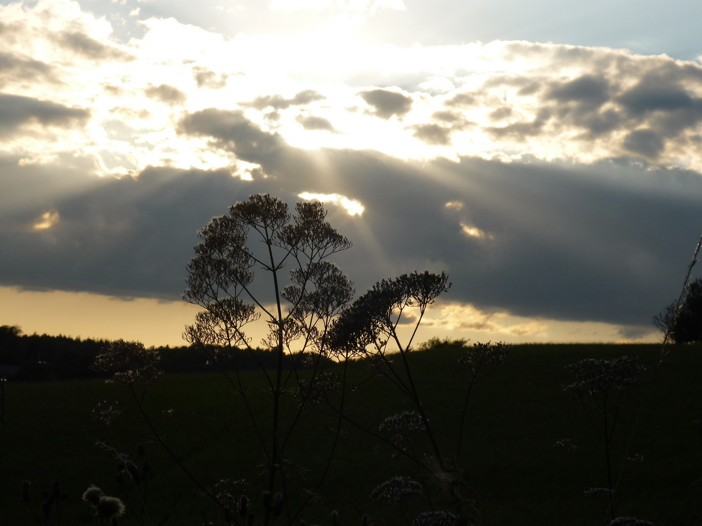 Sonnenstrahlen brechen durch die Wolken