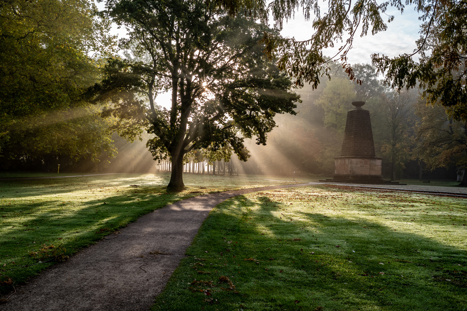 Sonnenstrahlen im Nebel