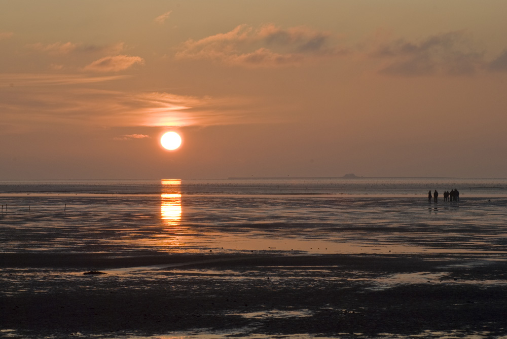 Sonnenuntergagn über derHallig Südfall