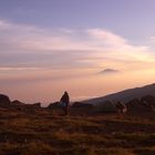 Sonnenuntergang 2 Shira Camp Kilimanjaro mit Blick auf Mount Meru