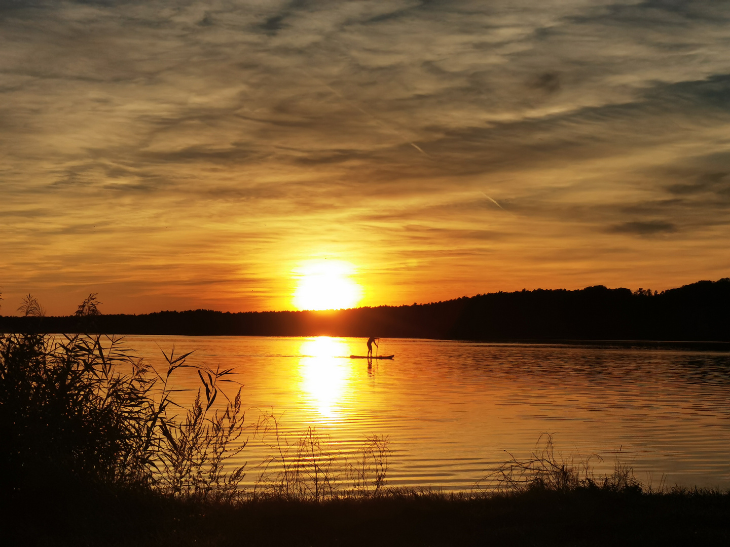 Sonnenuntergang Altweibersommer am Rothsee