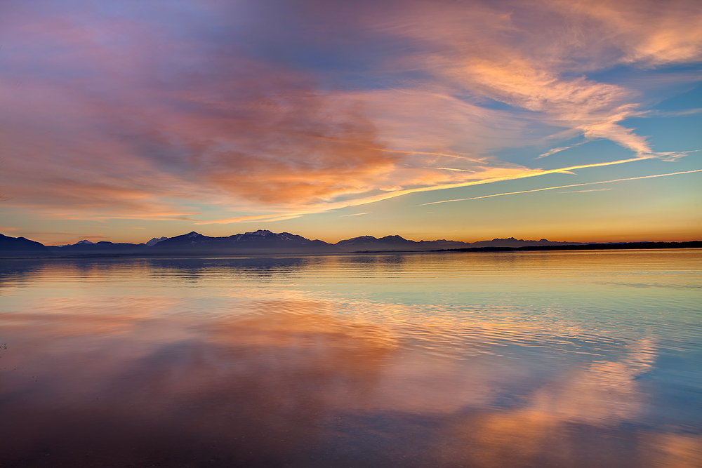 Sonnenuntergang am 17.01.11 in Seebruck am Chiemsee