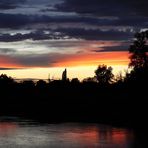 Sonnenuntergang am 29. August 2020 mit Spiegelung in der Mulde