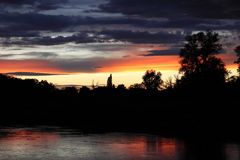 Sonnenuntergang am 29. August 2020 mit Spiegelung in der Mulde